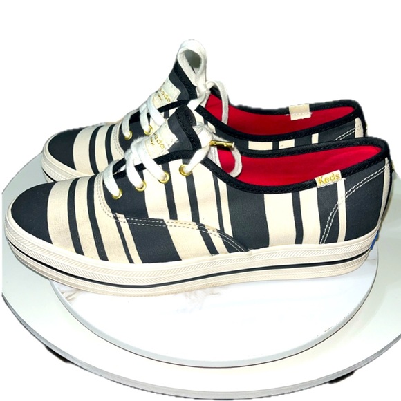 Keds For Kate Spade New York - Lace Up Black and White Tennis Shoes - SZ 8 - Picture 1 of 10